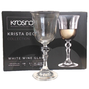 Glāzes baltajam vīnam 6gab. 150ml Krosno(Krista deco)