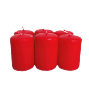 Svece galda 4x6cm (6gb.) 7st.Sarkana