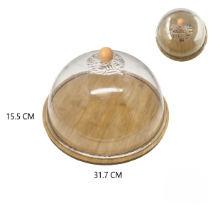 Paplāte ar vāku &Oslash;31.7cm H15.5cm,bambusa