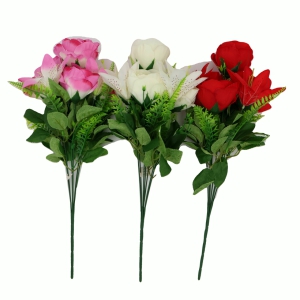 Zieds dekoratīvais(pu&scaron;ķis)-Rozes ar lillijām 45cm(7)