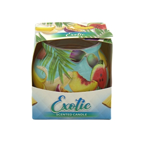 Svece stikla traukā aromātiska 70g.(Admit)Exotic