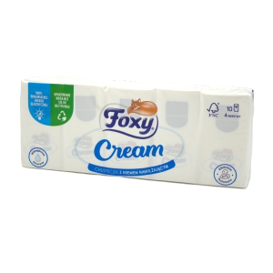Kabatlakatiņi Foxy 10x10gb, 4 slāņi,100% celuloza,Cream
