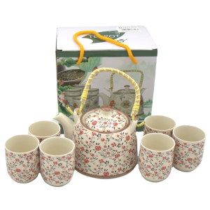 Porcelāna tējas komplekts: tējkanna un 6 krūzītes