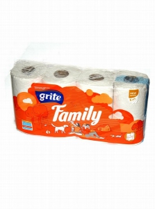 Tualetes papīrs Grite Family 1/8 3.slāņu 18.75m 150 loksnes